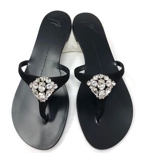 GIUSEPPE ZANOTTI rhinestone embellished slides, size 37.5, NWOT